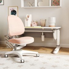 Pluto Set - Schreibtisch weiß und Schreibtischstuhl in Pink