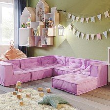 Kindersofa-Kombination D rosa, 6-teilig