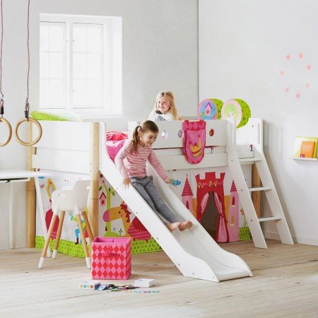 Flexa Halbhohes Bett Mit Rutsche Weiss Pfosten In Natur