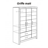 3-türiger Kleiderschrank mit Schubladen, matte Griffe, Fiona