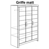 3-türiger Kleiderschrank, matte Griffe, Fiona
