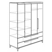 Kleiderschrank 4-türig, 2 Schubladen Remo