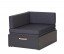 Die Manis-h Sitzecke besteht aus einem ausklappbarem Sofamodul und einer passenden ausklappbaren Matratze in Denimstoff.