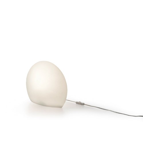 Bodenleuchte Eggo S für innen, mit weißem Kabel und Zwischenschalter