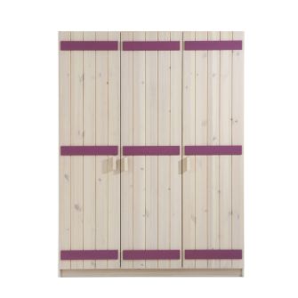 Kleiderschrank 804 mit 3 Türen, weiß/flieder