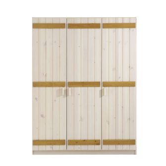Kleiderschrank 804 mit 3 Türen, weiß/gelaugt