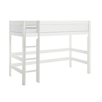 Mittelhohes Bett in deckend weiß mit Deluxe Lattenrost, gerade Leiter