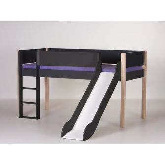 Spielbett Loke mit Rutsche, anthrazit / natur