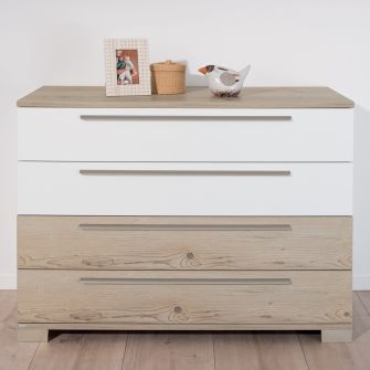 Carlo Kommode (2x Kreideweiß/ 2x Fichte Vintage)