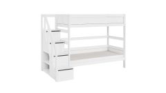 Etagenbett mit Treppe, deckend Weiß