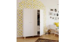 Kleiderschrank 3T Lina, weiß / Kiefer