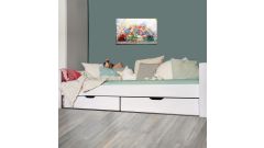 destyle Basisbett DBB-101, Buche massiv weiß (mit 2 Bettkästen)