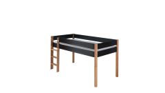 Infanscolor Halbhohes Bett mit Buchepfosten/ anthrazit, 90 x 200 cm