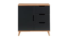 Infanscolor Kommode mit 3 Schubladen und 1 Tür in Buche/ anthrazit