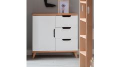 Infanscolor Kommode mit 3 Schubladen und 1 Tür in Buche/ weiß