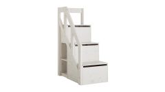 Treppe mit Geländer für halbhohe Betten, Treppenmodul Whitewash (H 128cm)