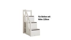 Treppe mit Geländer für halbhohe Betten, whitewash (H 128cm)