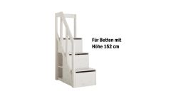 Treppe mit Geländer für mittelhohe Betten, whitewash (H 152cm)