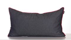 1 Rückenkissen Denim, anthrazit/ Zierkante pink
