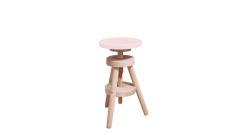 Retro Hocker in lightrose/Buche, höhenverstellbar 