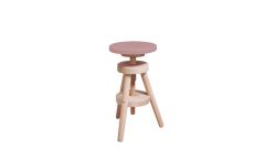 Retro Hocker in dustyrose/Buche, höhenverstellbar 