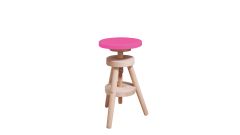Retro Hocker in pink/Buche, höhenverstellbar 