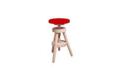 Retro Hocker in red/Buche, höhenverstellbar 