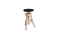 Retro Hocker in black/Buche, höhenverstellbar 
