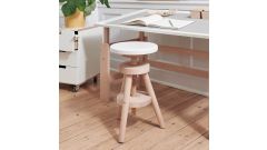 Retro Hocker in white / Buche, höhenverstellbar 