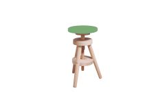 Retro Hocker in dustygreen/Buche, höhenverstellbar 