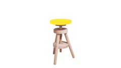 Retro Hocker in yellow/Buche, höhenverstellbar 
