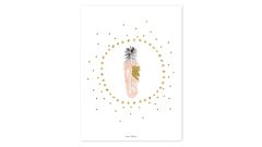 Poster - Flamingo, Feder und Sterne