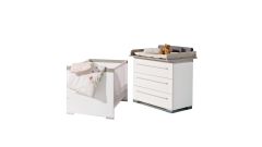 Kira Starterset Babymöbel - Wickelkommode schmal & Babybett in 2 Farben