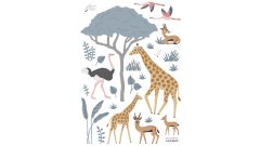 Wandsticker - Giraffe, Gazellen & Flamingos