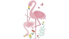 Wandsticker - Pink Flamingos