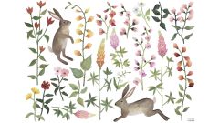 Wandsticker - Rabbits and Flowers