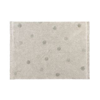 Hippy Dots Natural Olive (Teppich Punkte grün)