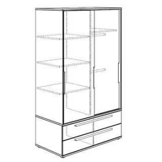 Schrank schmal, 2 Schubl. Kreideweiß, Carlo