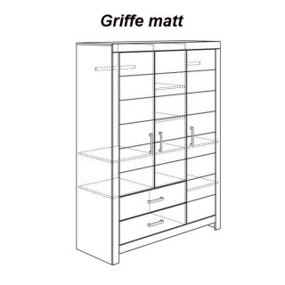 3-türiger Kleiderschrank mit Schubladen, matte Griffe, Fiona