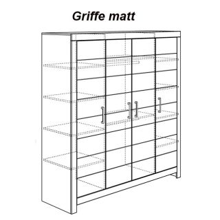 4-türiger Kleiderschrank, matte Griffe, Fiona
