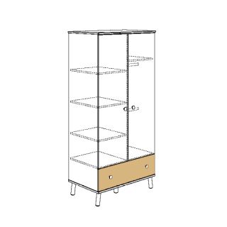 2-t. Kleiderschrank Ylvie, weiß-Birke