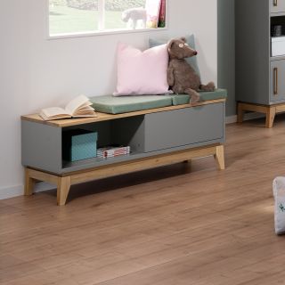 Sten Lowboard, 2 Fächer mit 1 Schiebetür (schiefergrau/Eiche massiv)